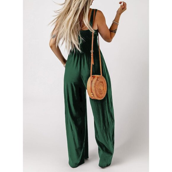 Emerald Smocked Wide Leg Jumpsuit - Picture 4 of 4